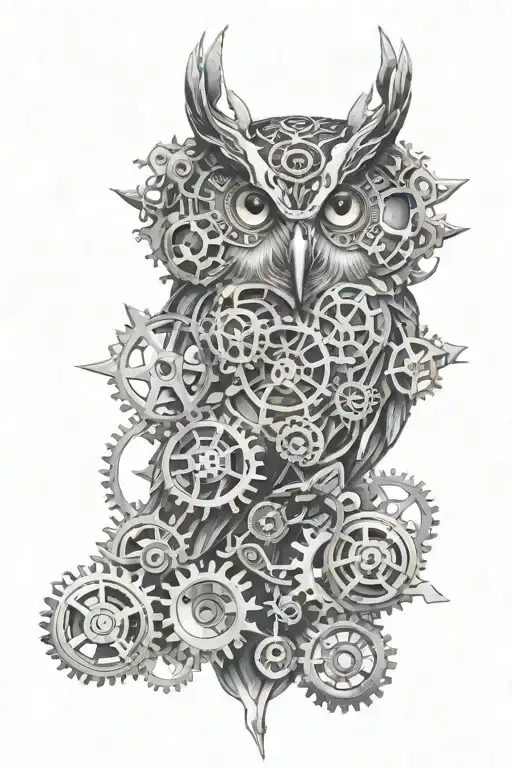 Owl And Deer Made Of Gears