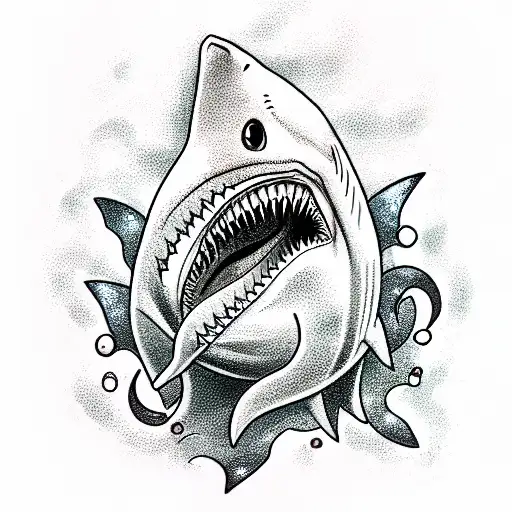 Shark In A Tailcoat With A Glass Of Wine And Blood On His Teeth