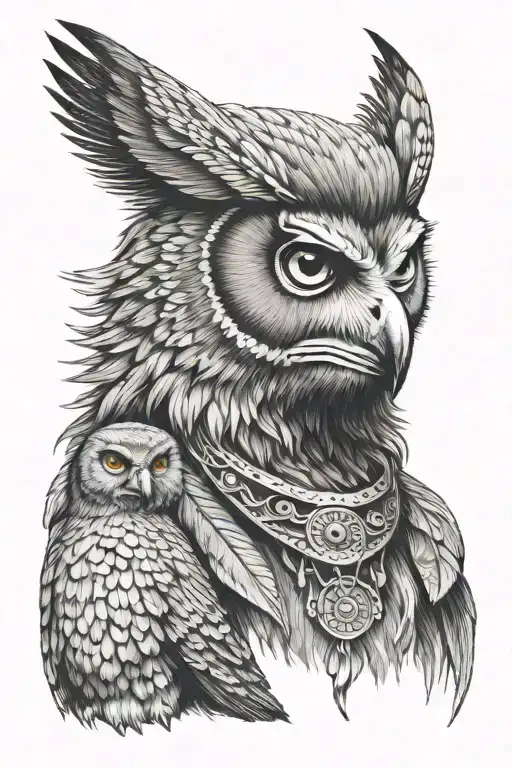 Owl Sitting Bull Charging Silverback Gorilla Face