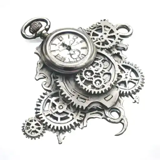 A Realistic Broken Apart Pocket Watch With Gears