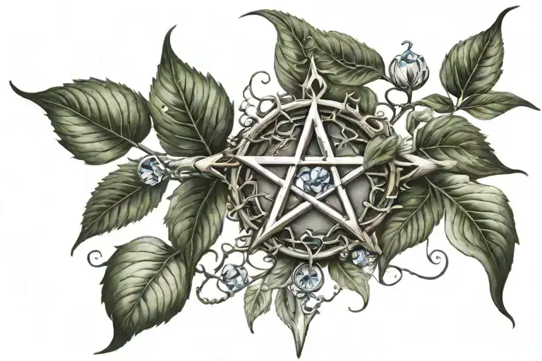 Leafy Branches With Crystal Accents Snd Sn Integrated Pentagram