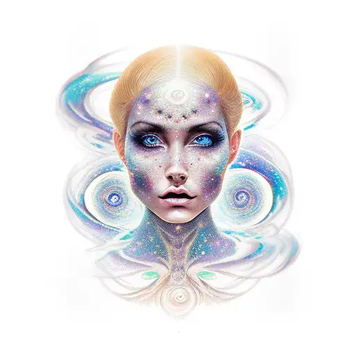 Woman Face Galaxy Around