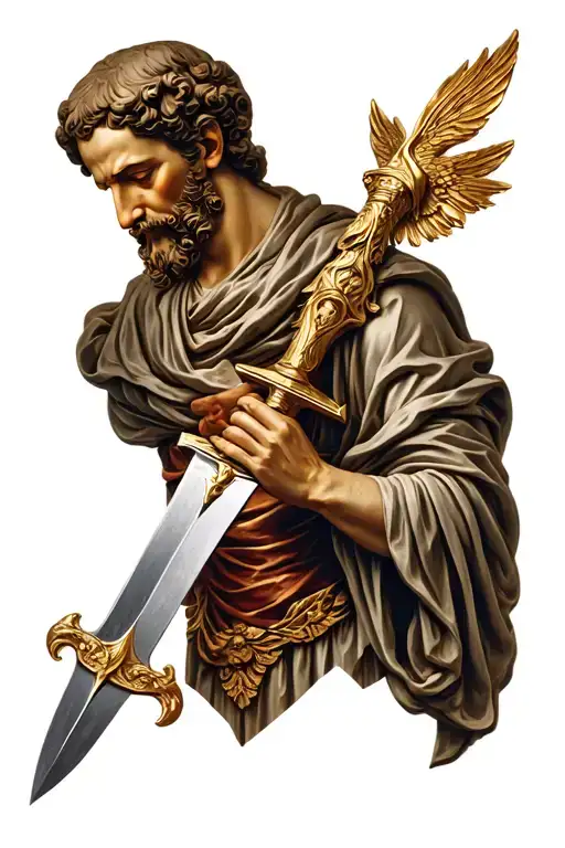 St Bartholomew Nathanael Holding Dagger Statue