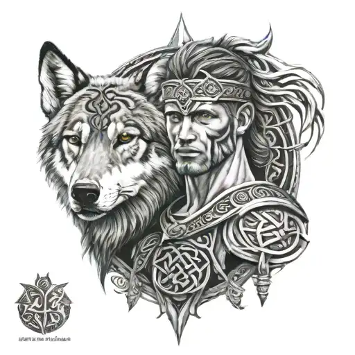 Celtic Warrior With A Wolf