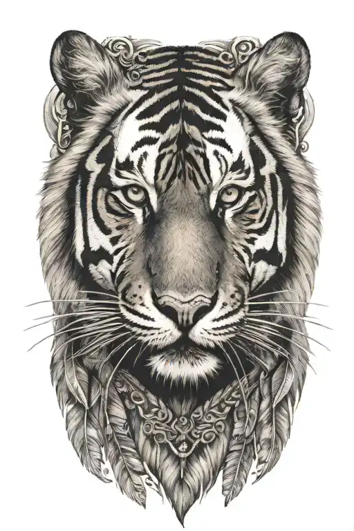 Tiger With Feathers Dangling