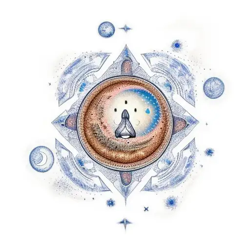 A Celestial Scene With A Moon And Stars Forming The Shape Of A Coffee Cup