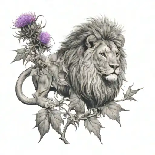 Lion And Scottish Thistles