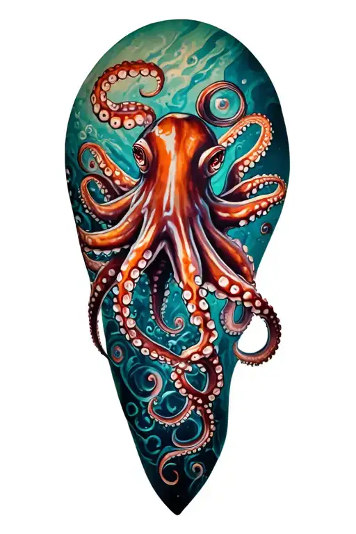 Octopus Tenticales Coming Up The Leg Sleeve Tattoo Featuring