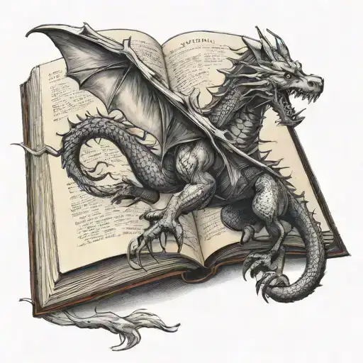 Open Book With Dragon And Werewolf Howling