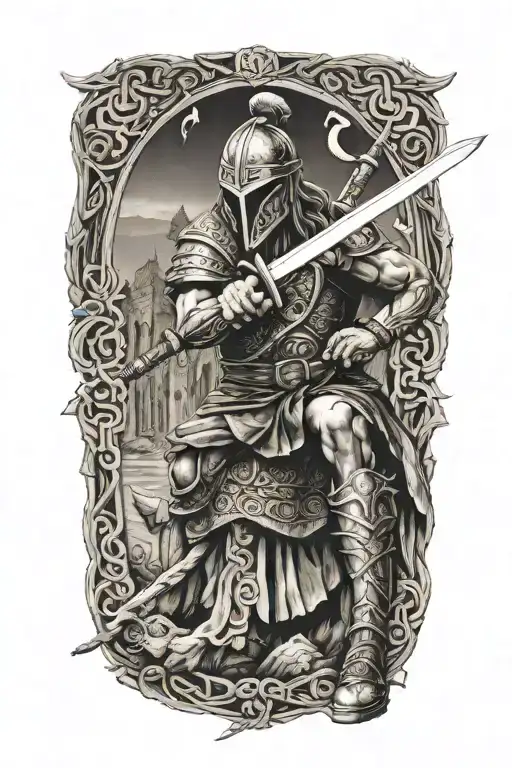 Ancient Celtic Warrior Wielding A Sword