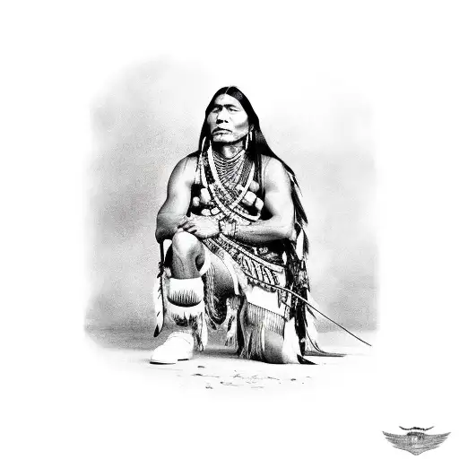Native American Men On His Knees