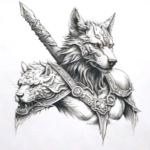 Warrior With Wolf Head