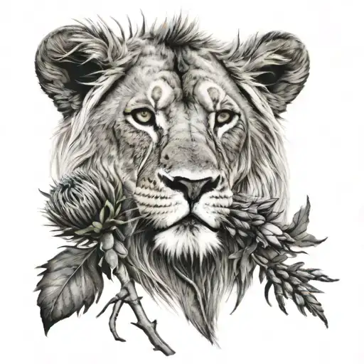 Lions Face And Scottish Thistles