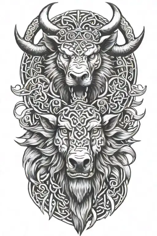 Celtic Warrior And Boar Head