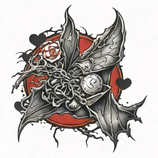 Lightning Sleeve With Bat Also With Red Hearts