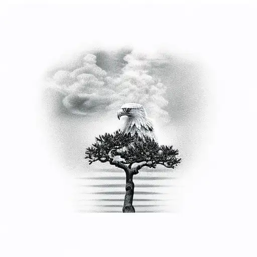 Eagle On Top Of A Bonsai Tree