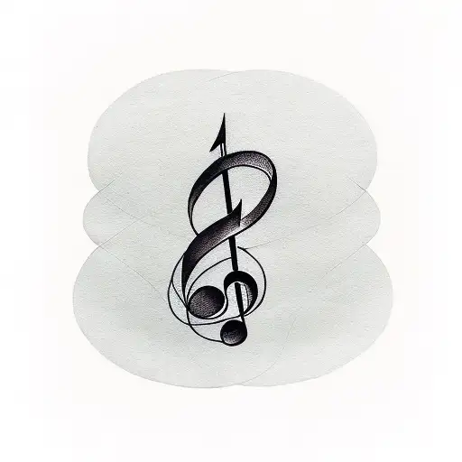 A Minimalist Tattoo Of A Music Note Intertwined With A Car Engine