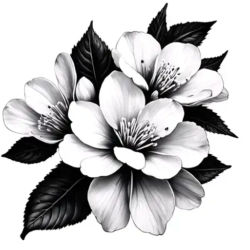 Cherry Blossoms Pedals Black And White