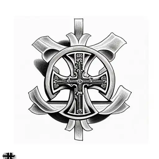 Catholic Cross And A Mary Face For A Sleeve