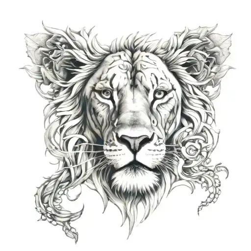 Karma And Lion Face Surrounded