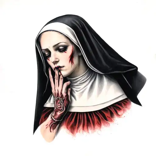 Sexy Evil Nun Hand On Neck