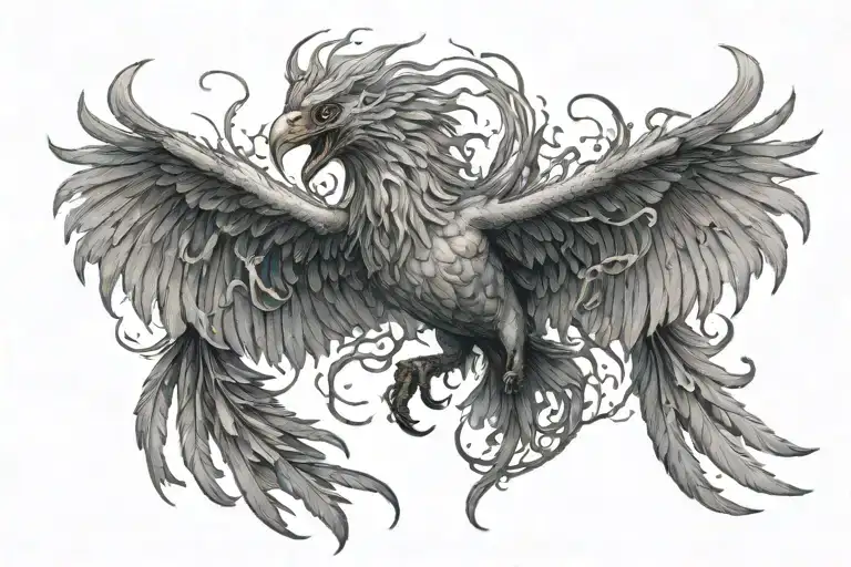 A Person Fighting His Inner Demons With A Phoenix On Top