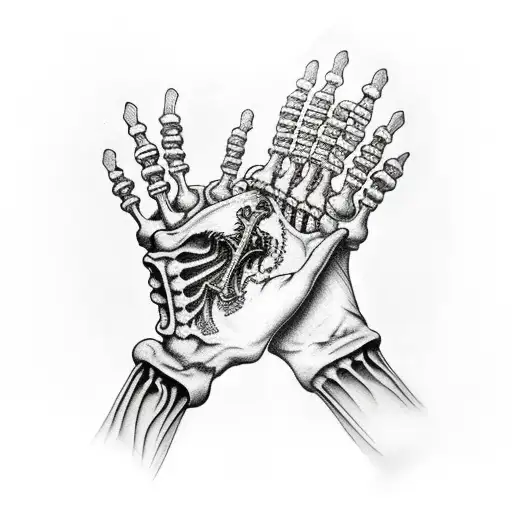 Skeleton Hand Holding 4 Aces