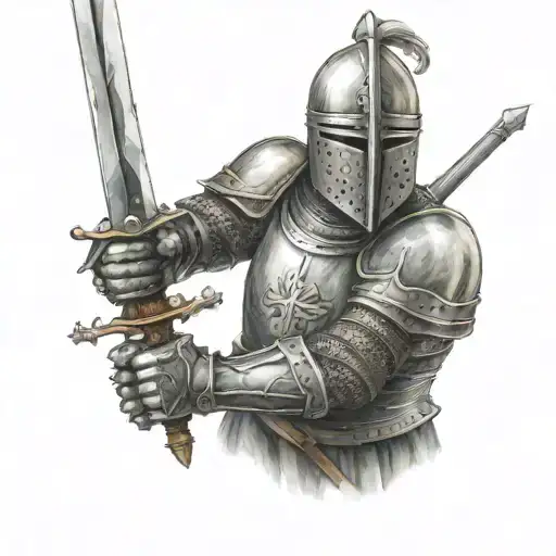 Knight Wielding One Sword With Both Hands On The Hilt