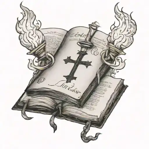 An Open Bible With A Torch Above It And The Words Post Tenebras Lux Below It