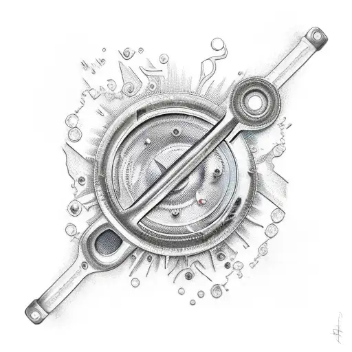 A Realistic Depiction Of A Mechanic's Wrench Surrounded By Vibrant Nature Elements