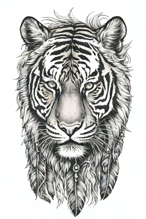 Tiger With Feathers Dangling