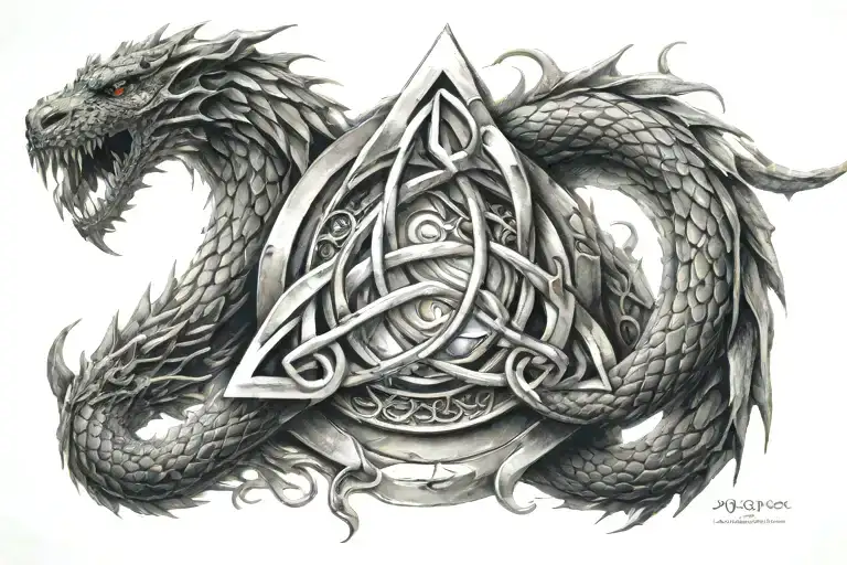 Triquetra Symbol Made Of Dragons