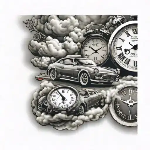 Cars Clouds And Clock