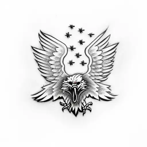 Eagle Holding A American Flag