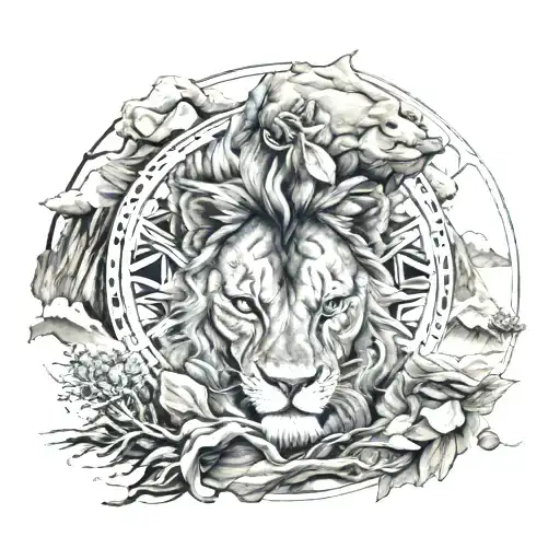 Karma And Lion Face Surrounded My Mountain