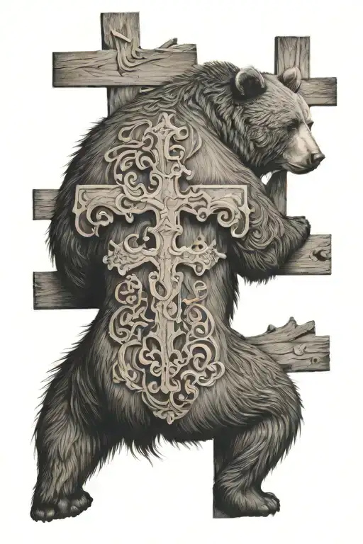 Bear With A Cross Behind His Back