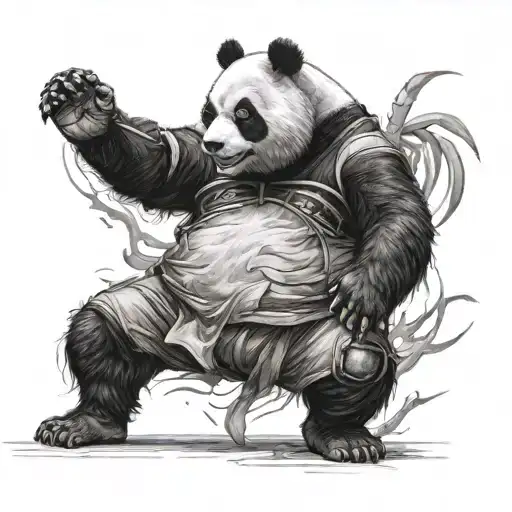 Panda Stand In Battle Pose Roar