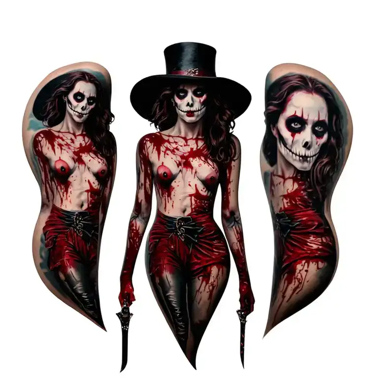 Bloody Woman Full Body Jack The Ripper Walking Knife