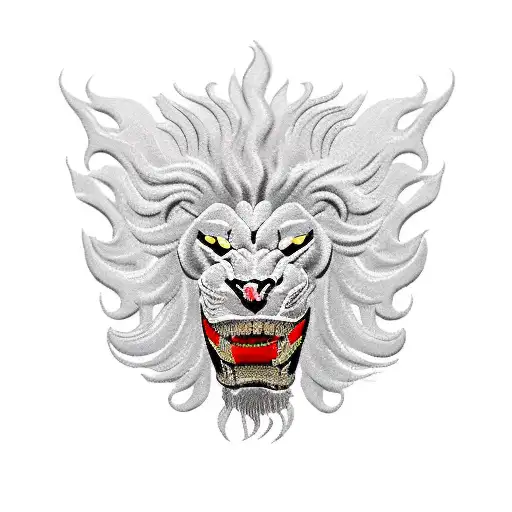 Rampant Lion In Black And Red In Style Of Phillips Exeter Academy