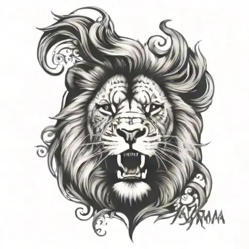 Lion Face With Karma Written Underneath