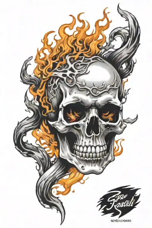Burning Skull With Flames Wrist And Arm