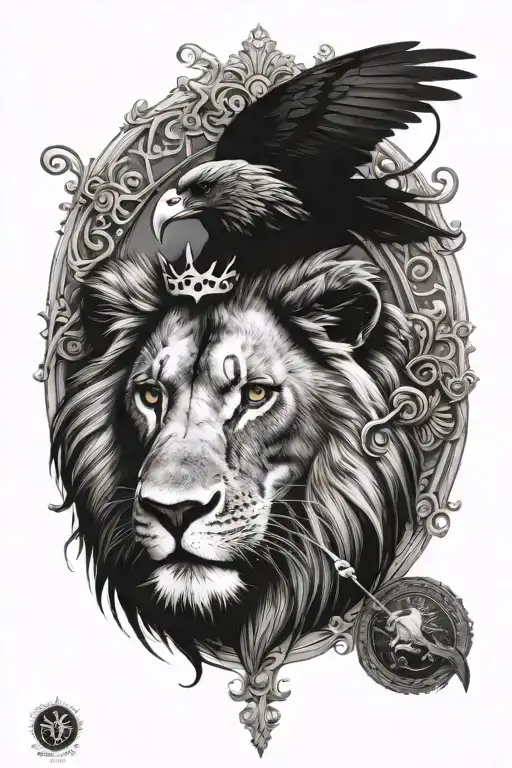 Lion King Crown With Scorpio Zodiac And Raven