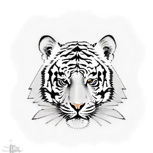 Catholic Cross With A Tiger And A Mary Face For A Sleeve