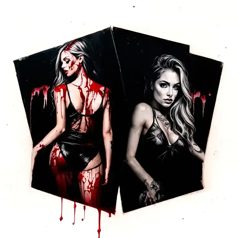 Sexy Bloody Two Women Background Of La Streets