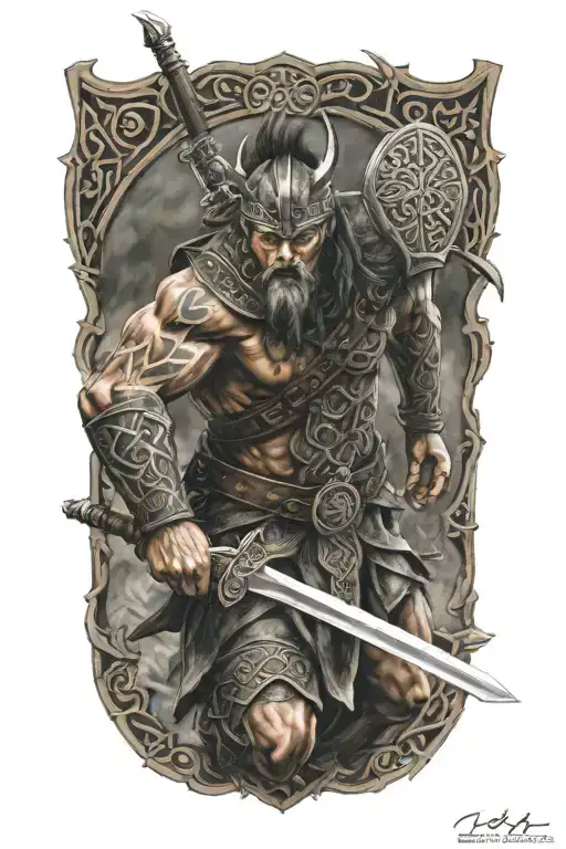 Celtic Warrior In Battle