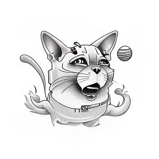 90S Cartoon Characters Running Up Catdogs Back