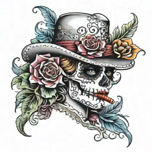 Female Sugar Skull Multicoloured Joker Style