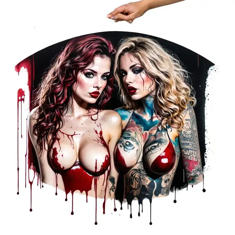 Sexy Bloody Two Women With Streets Backgrounds