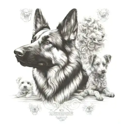 German Shepherd And Poodle Dogs