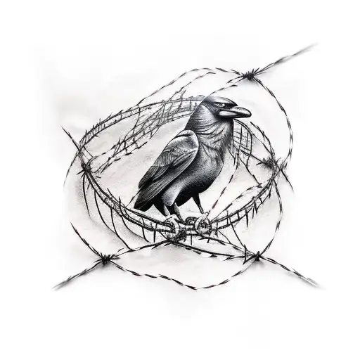 Crow With Barbed Wire